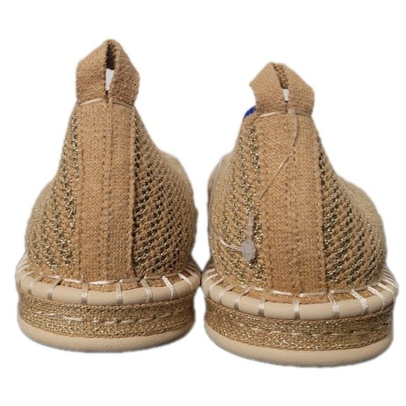 Rothy’s Espadrille Gold Stripe Ballet Wrap Tie Flats Ivory Women’s 10 NWOT Rare - Picture 7 of 13